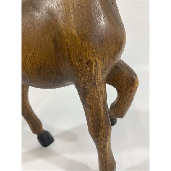 Vintage Large MCM Solid Wood Horse Hand Carved Sculpture 14” - Picture 9 of 16
